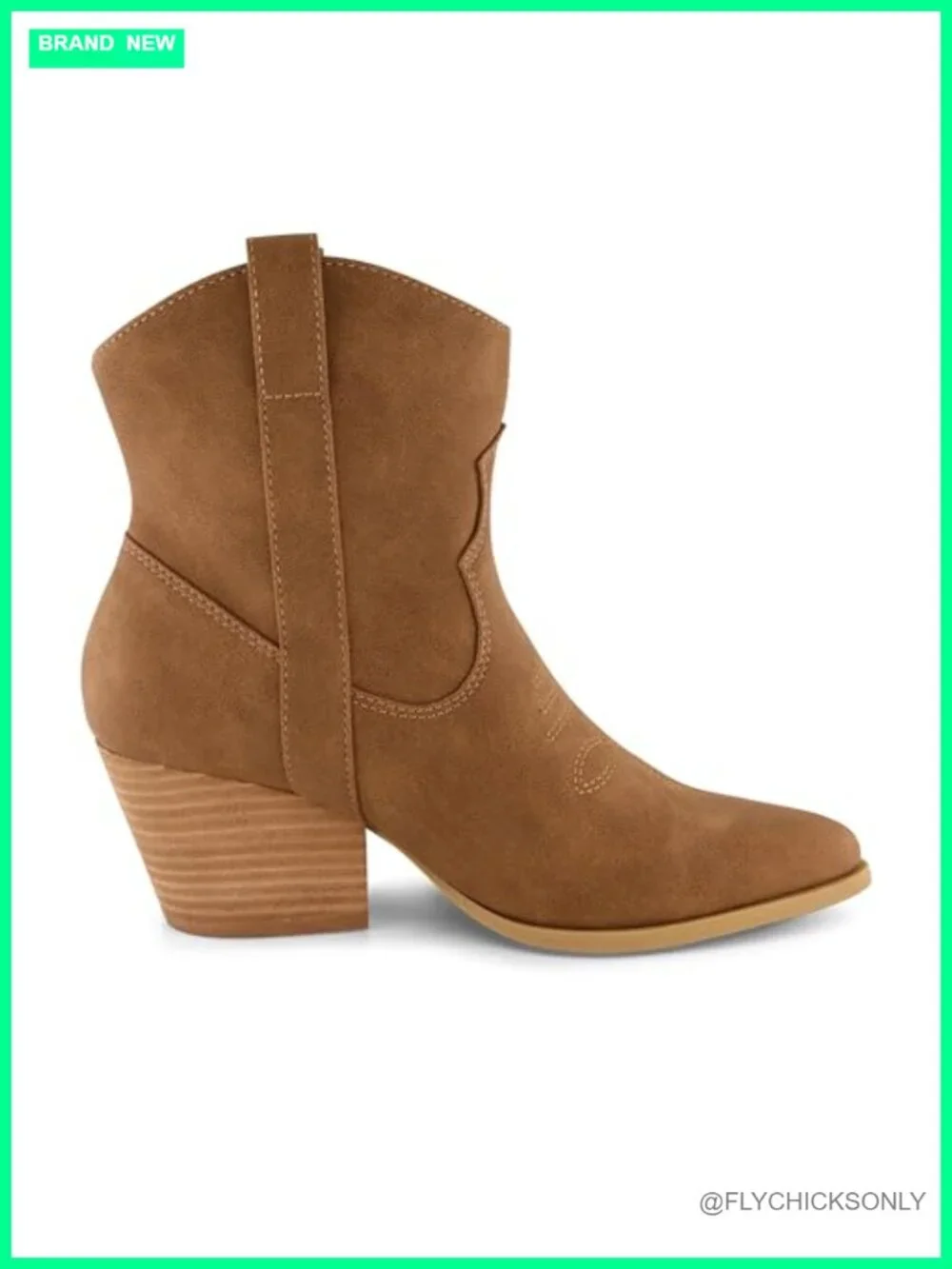 Western Ankle Bootie Faux Leather Memory Foam Stacked Heel Pointed Toe